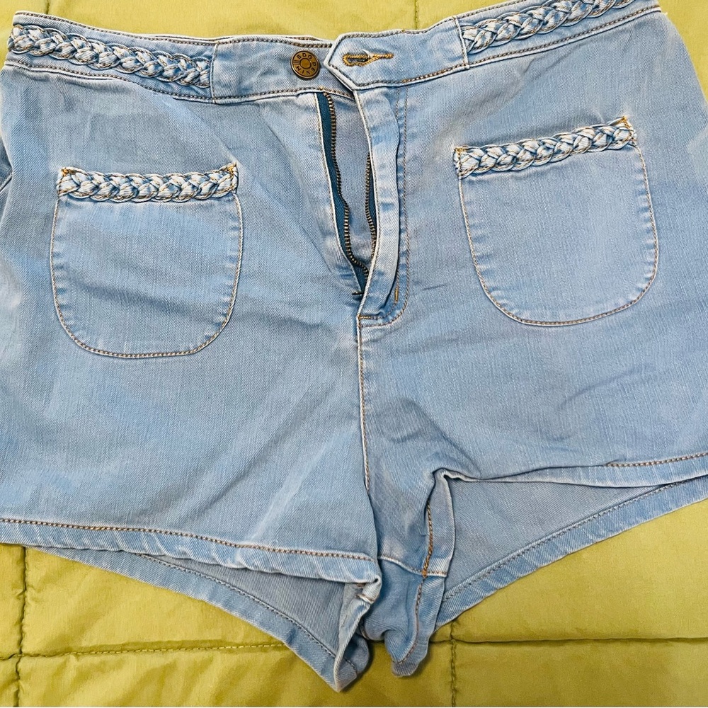 BDG Blue Jean Shorts with Woven Trim